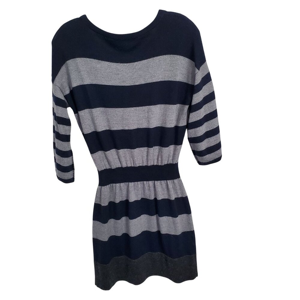 Ann Taylor Loft Size M Dress Sweater Merino Wool Blend Nautical Stripe Knit - Picture 2 of 11